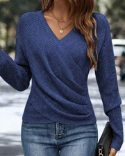 Elegant Women's Casual Knit Sweater, Long Sleeve Warm Pullover for Spring & Fall, Korean Style Holiday Fashion Top